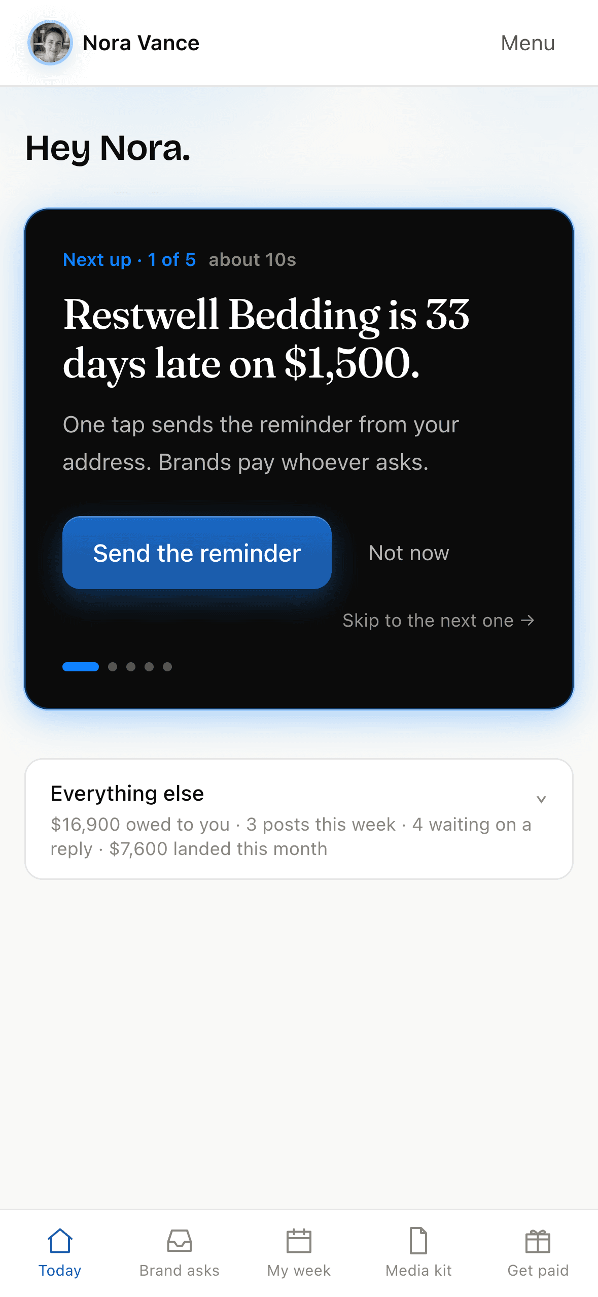 Today in Creator OS on a phone